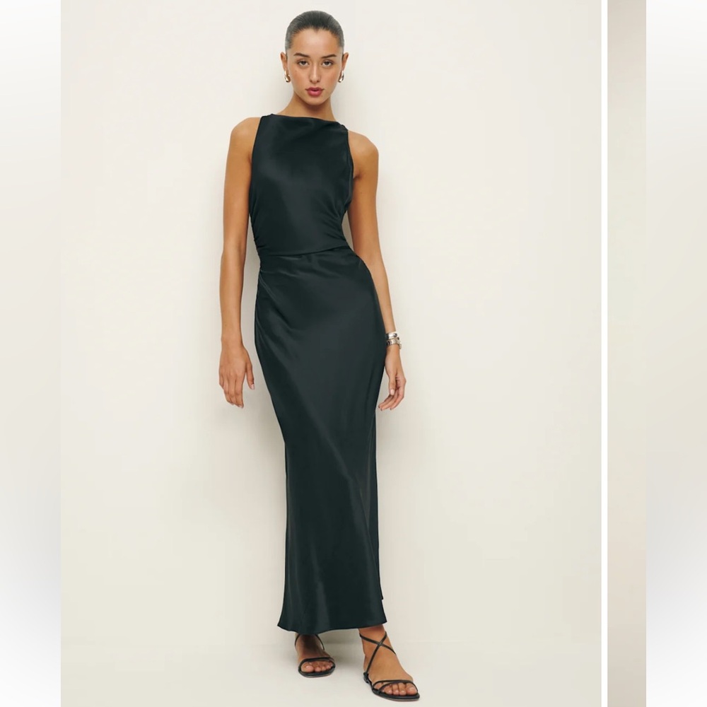 Reformation Black Backless Cross-Strap Dress